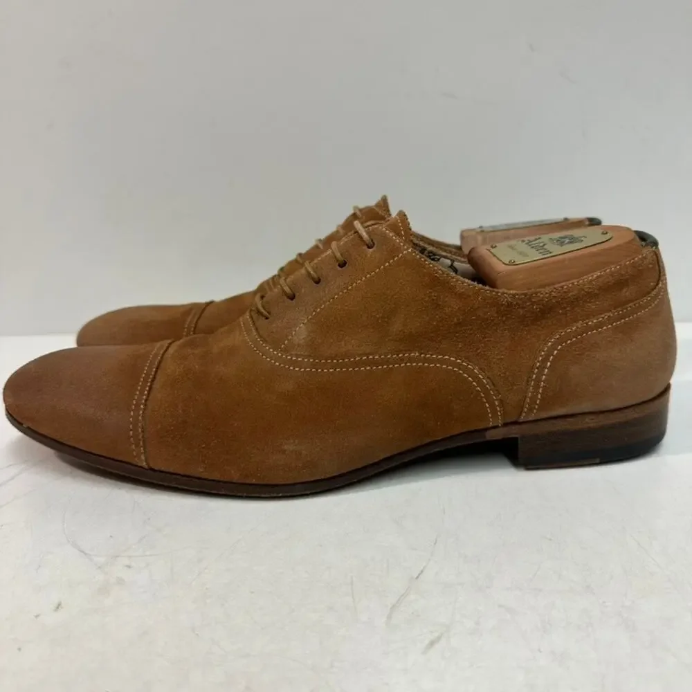 VGUC Paul Smith Tan Cap Toe Oxford Snuff Suede Made in Spain UK 8 / US 9